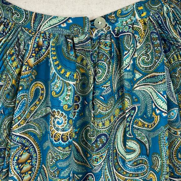 J. Jill Large Tunic Top Paisley Slits Keyhole Long Balloon Sleeves Round Neck - Picture 7 of 10